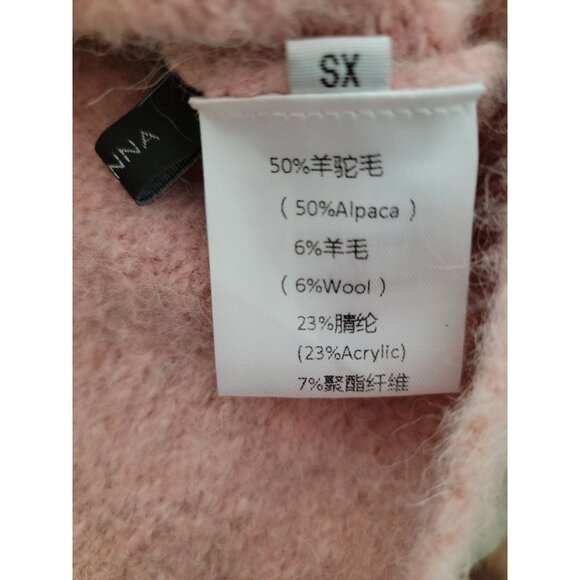 ASM ANNA Pink Fuzzy Alpaca Wool Blend Cropped Button-Up Cardigan Sweater XS - Picture 5 of 7